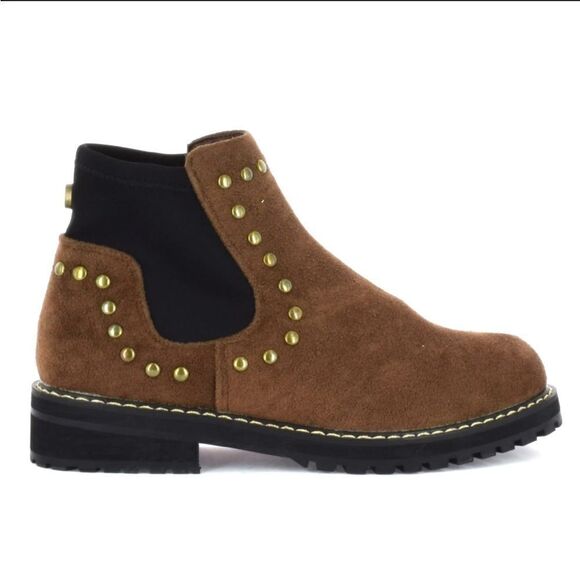 Seven For All Mankind Romanoff Waterproof Ankle Boot Brown with Studs NWOB - Picture 1 of 7